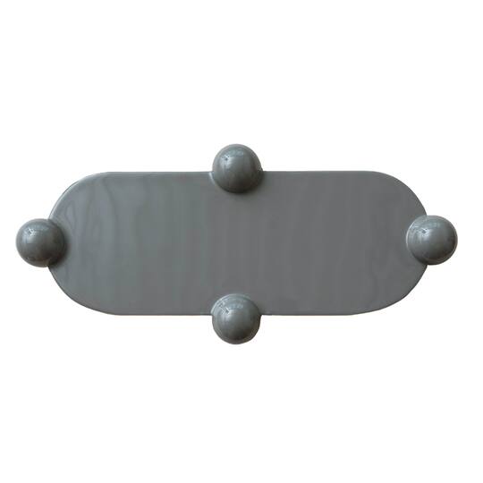 Hello Honey® 17.5" Gray Elegance Enamel Metal Tray with Ball Feet